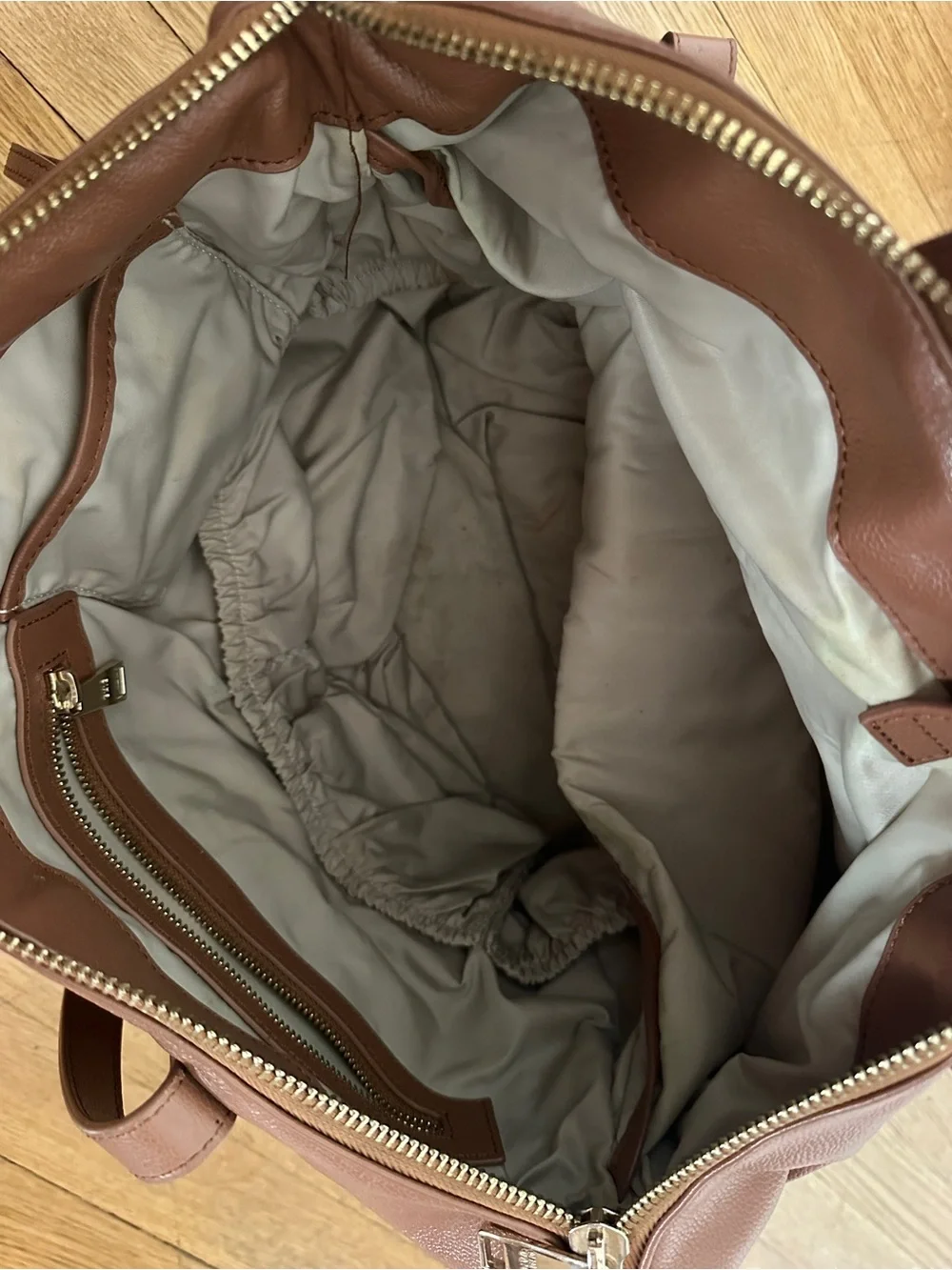 Mina Baie Amelia Full Women's Brown diaper Bag with Gold Hardware